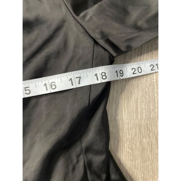 Black Satin Jacket with Zipper Details and Ruched Sleeves - Picture 6 of 9